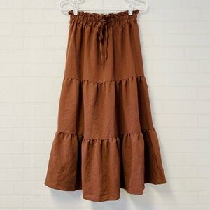 Womens Flowy Brown Tiered Skirt Womens size M